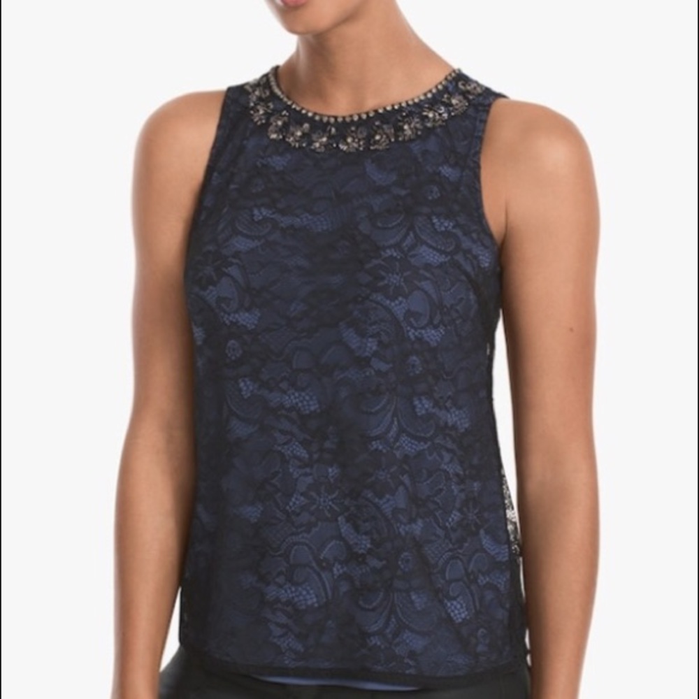 Embellished and lace sleeveless top - NEW w/ tag